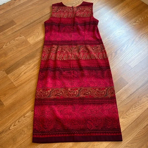 Vintage 1990’s R&K Original vibrant red and dark pink floral dress. Size 10P. - Picture 8 of 17